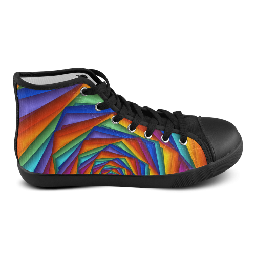 Psychedelic Rainbow Spiral Women's High Top Canvas Shoes (Model 002)