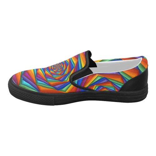 Psychedelic Rainbow Spiral Women's Slip-on Canvas Shoes (Model 019)