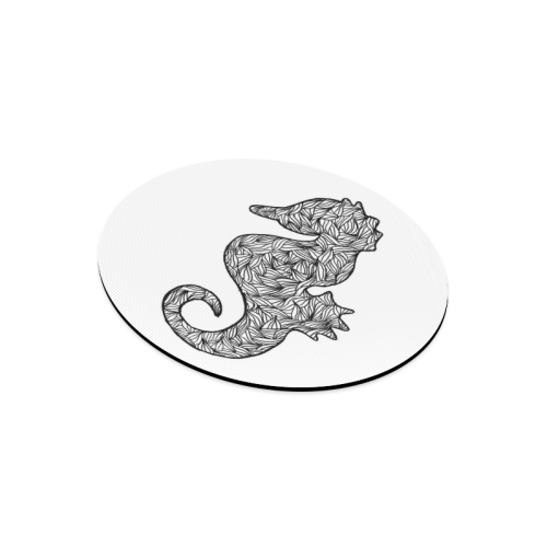 Black and White Seahorse Round Mousepad