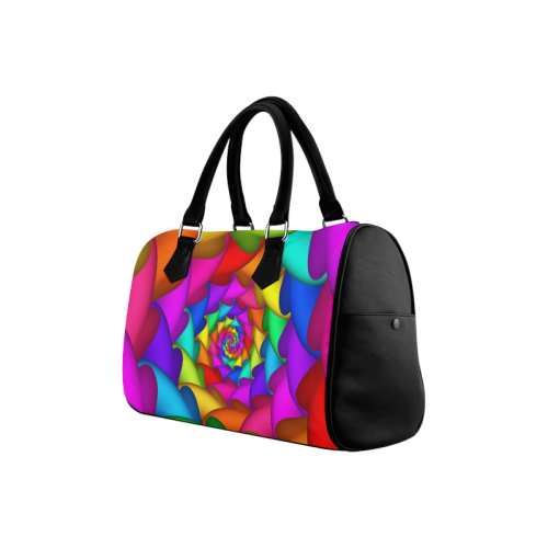 Psychedelic Rainbow Spiral Boston Handbag (Model 1621)