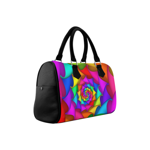 Psychedelic Rainbow Spiral Boston Handbag (Model 1621)