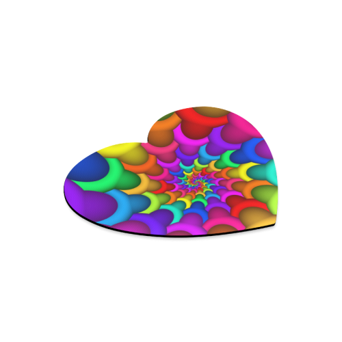 Psychedelic Rainbow Spiral Heart-shaped Mousepad