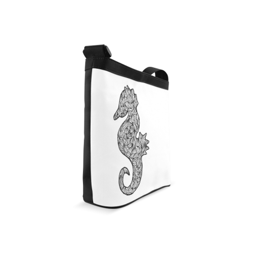 Black and White Seahorse Crossbody Bags (Model 1613)