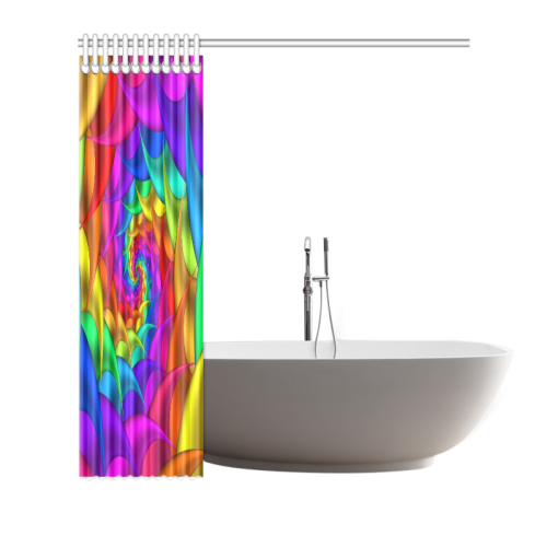 Psychedelic Rainbow Spiral Shower Curtain 66"x72"