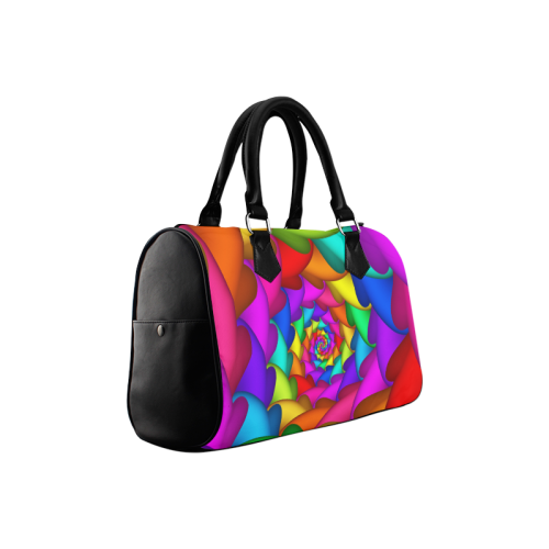 Psychedelic Rainbow Spiral Boston Handbag (Model 1621)