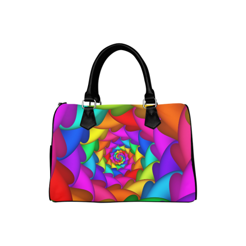 Psychedelic Rainbow Spiral Boston Handbag (Model 1621)