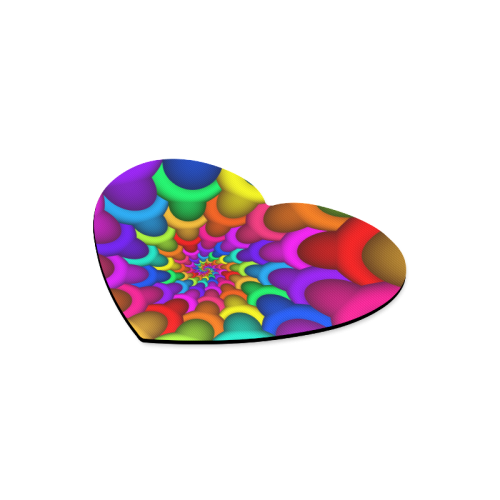 Psychedelic Rainbow Spiral Heart-shaped Mousepad