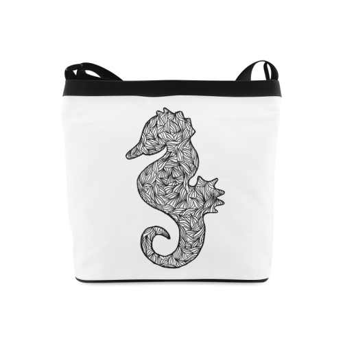 Black and White Seahorse Crossbody Bags (Model 1613)