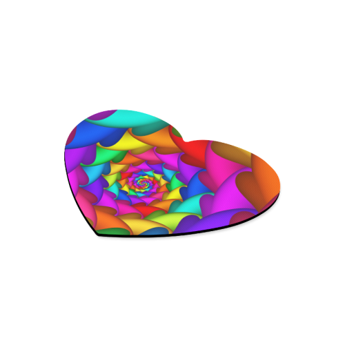 Psychedelic Rainbow Spiral Heart-shaped Mousepad