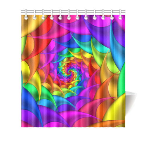 Psychedelic Rainbow Spiral Shower Curtain 66"x72"