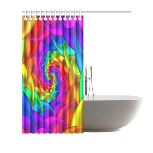 Psychedelic Rainbow Spiral Shower Curtain 66"x72"