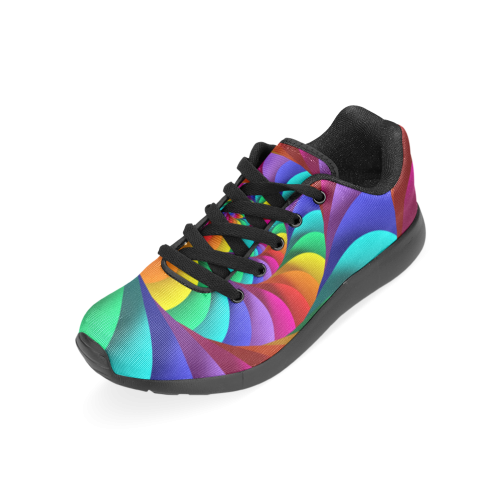 Psychedelic Rainbow Spiral Women’s Running Shoes (Model 020)