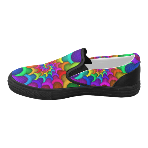 Psychedelic Rainbow Spiral Women's Slip-on Canvas Shoes (Model 019)