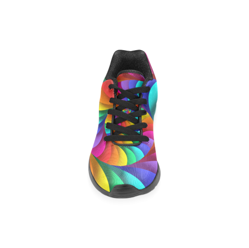 Psychedelic Rainbow Spiral Women’s Running Shoes (Model 020)