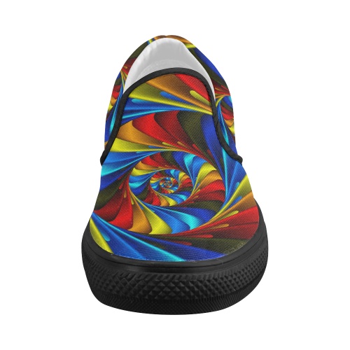 Psychedelic Rainbow Spiral Women's Slip-on Canvas Shoes (Model 019)