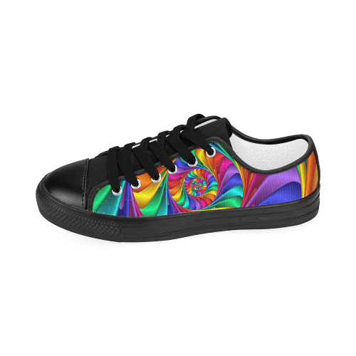 Psychedelic Rainbow Spiral Women's Classic Canvas Shoes (Model 018)