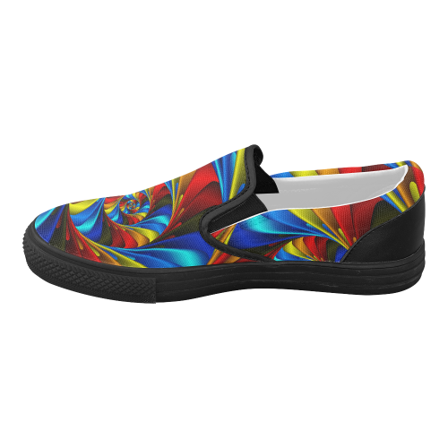 Psychedelic Rainbow Spiral Women's Slip-on Canvas Shoes (Model 019)