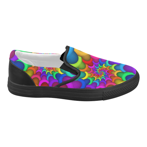 Psychedelic Rainbow Spiral Women's Slip-on Canvas Shoes (Model 019)