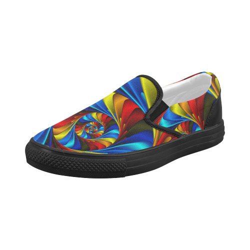 Psychedelic Rainbow Spiral Women's Slip-on Canvas Shoes (Model 019)