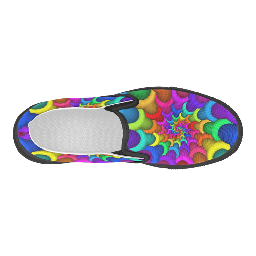 Psychedelic Rainbow Spiral Women's Slip-on Canvas Shoes (Model 019)