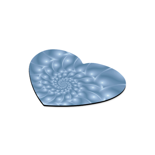 Pastel Blue Glossy Spiral Fractal Heart-shaped Mousepad