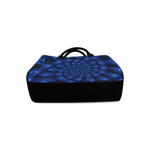 Blue Glossy Spiral Fractal Boston Handbag (Model 1621)