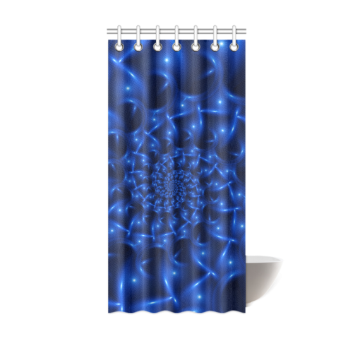 Blue Glossy Spiral Fractal Shower Curtain 36"x72"