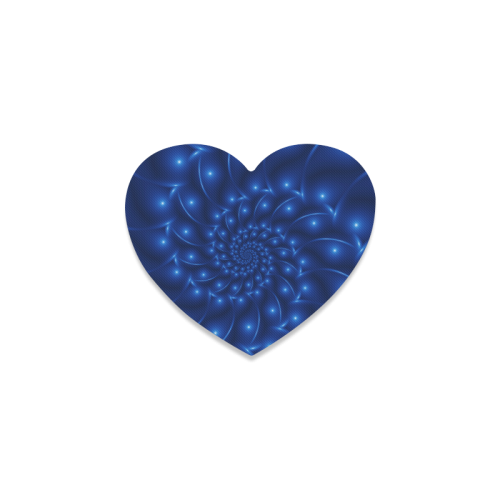 Blue Glossy Spiral Fractal Heart Coaster