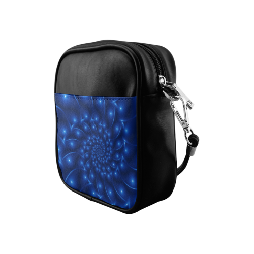 Blue Glossy Spiral Fractal Sling Bag (Model 1627)