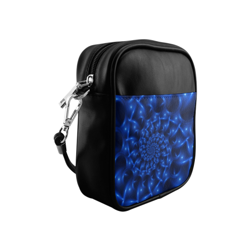 Blue Glossy Spiral Fractal Sling Bag (Model 1627)