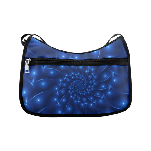 Blue Glossy Spiral Fractal Crossbody Bags (Model 1616)