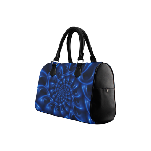 Blue Glossy Spiral Fractal Boston Handbag (Model 1621)