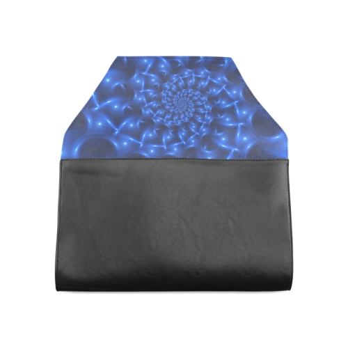 Blue Glossy Spiral Fractal Clutch Bag (Model 1630)