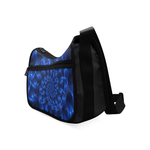 Blue Glossy Spiral Fractal Crossbody Bags (Model 1616)