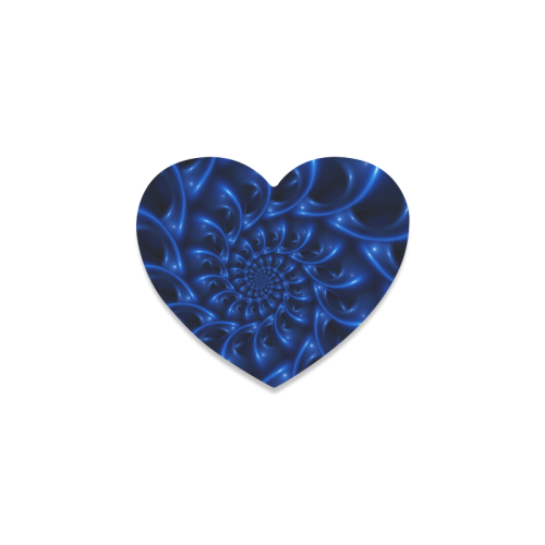 Blue Glossy Spiral Fractal Heart Coaster