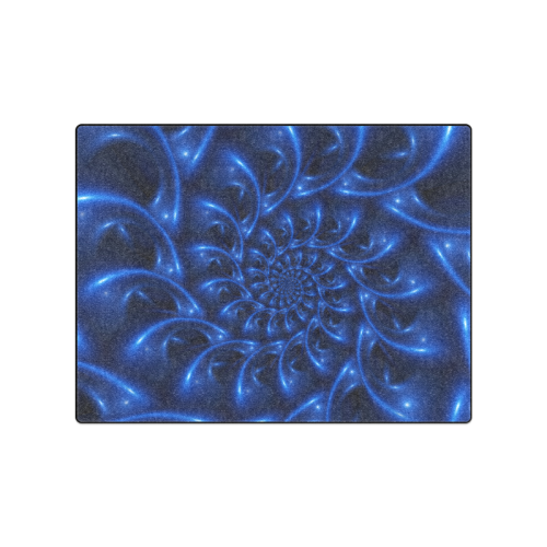 Blue Glossy Spiral Fractal Blanket 50"x60"