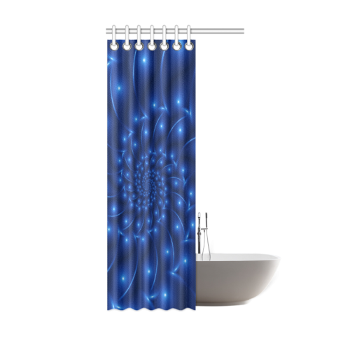 Blue Glossy Spiral Fractal Shower Curtain 36"x72"