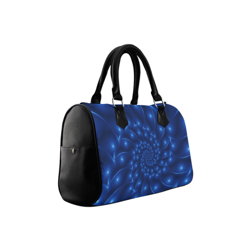 Blue Glossy Spiral Fractal Boston Handbag (Model 1621)