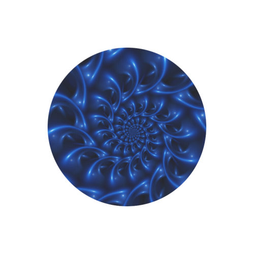 Blue Glossy Spiral Fractal Round Mousepad