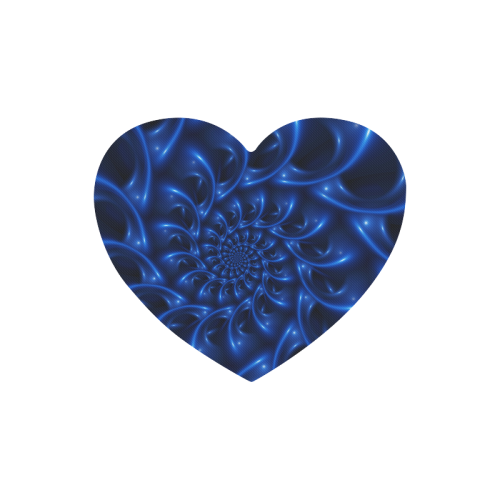 Blue Glossy Spiral Fractal Heart-shaped Mousepad