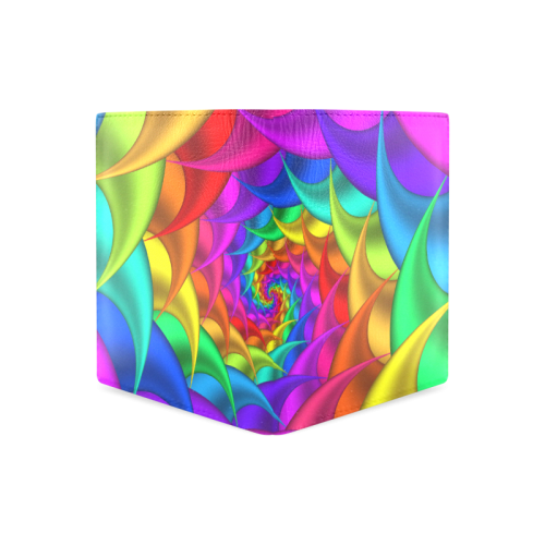 Psychedelic Rainbow Spiral Men's Leather Wallet (Model 1612)