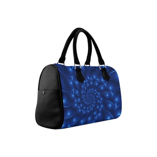 Blue Glossy Spiral Fractal Boston Handbag (Model 1621)