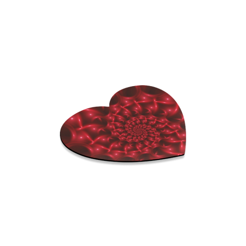 Red  Glossy Spiral Fractal Heart Coaster