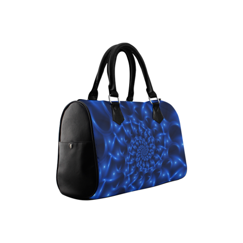 Blue Glossy Spiral Fractal Boston Handbag (Model 1621)