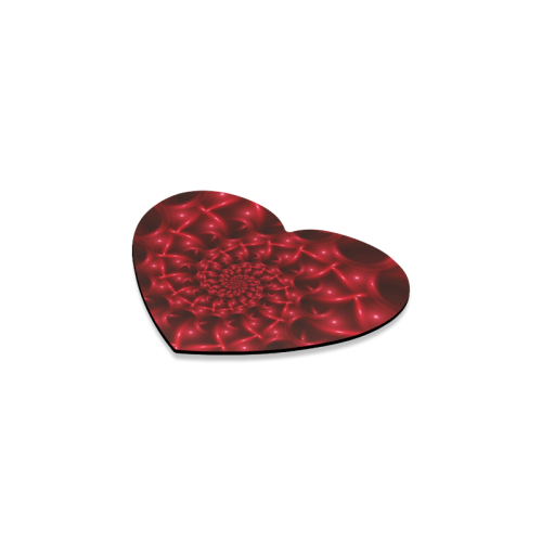 Red  Glossy Spiral Fractal Heart Coaster