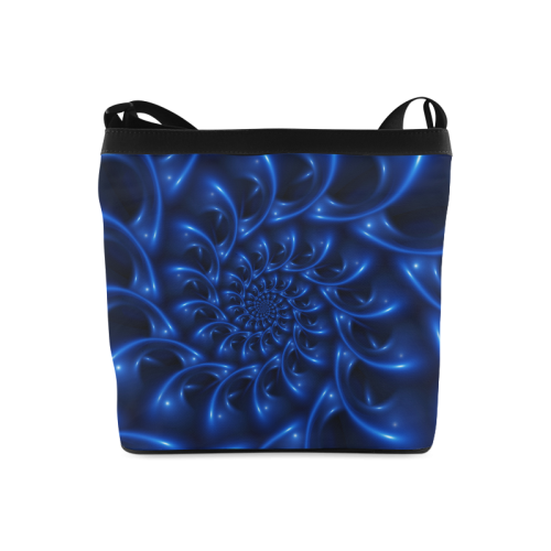 Blue Glossy Spiral Fractal Crossbody Bags (Model 1613)