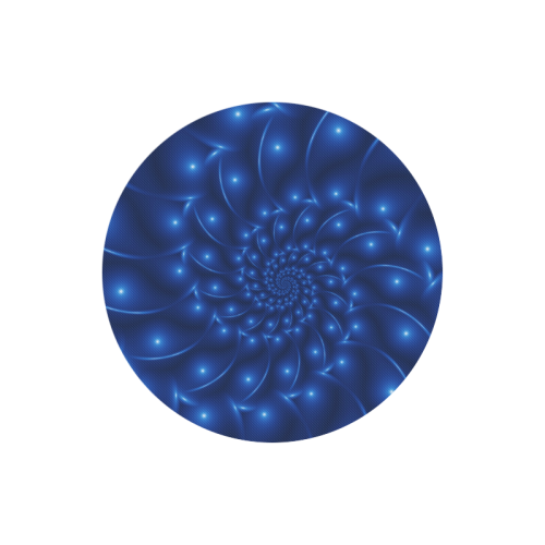 Blue Glossy Spiral Fractal Round Mousepad