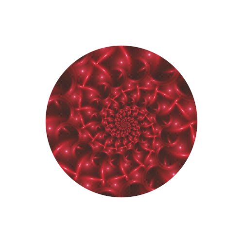 Red  Glossy Spiral Fractal Round Mousepad