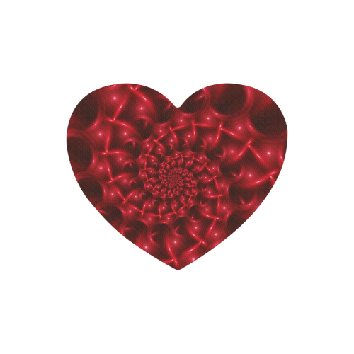 Red  Glossy Spiral Fractal Heart-shaped Mousepad