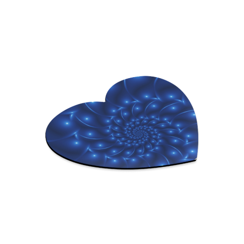 Blue Glossy Spiral Fractal Heart-shaped Mousepad